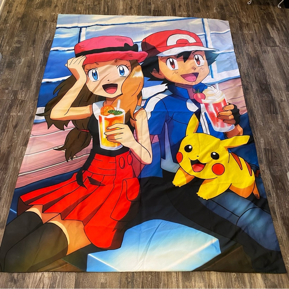 2/20 Pokémon Pikachu Ash duvet cover with side zipper like new